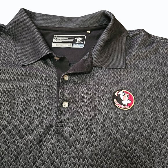 FSU Cutter & Buck Black Florida State Seminoles CB DryTec Luxe Polo XL - Picture 2 of 14